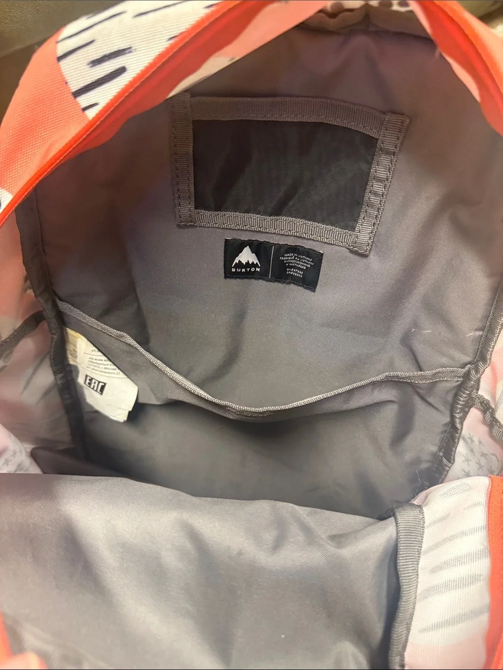 Burton Coral and White Patterned Daypack